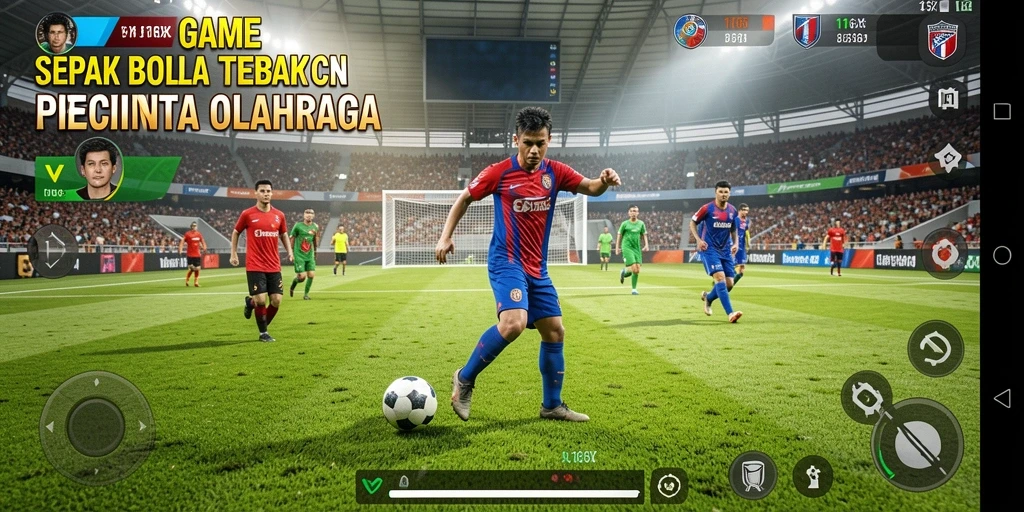 Tampilan gameplay menarik dalam 116X dengan aksi sepak bola seru.