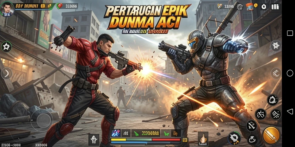 Gameplay seru dari 333666 menampilkan karakter dan aksi pertarungan.