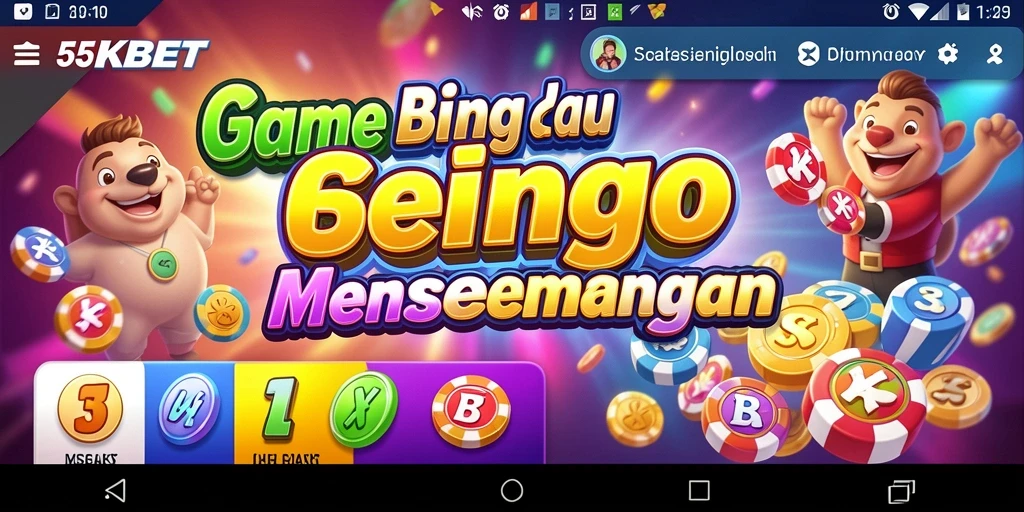 Screenshot gameplay 55KBET menunjukkan suasana Bingo yang hidup dan menarik.