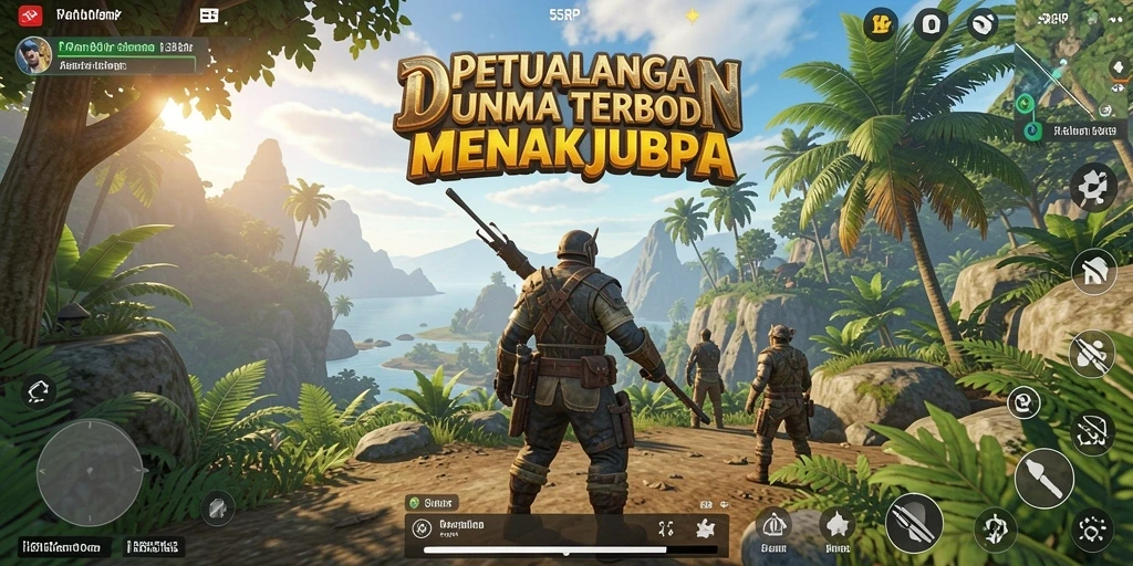 Screenshot gameplay 55RP yang menunjukkan penjelajahan dunia terbuka yang luas.