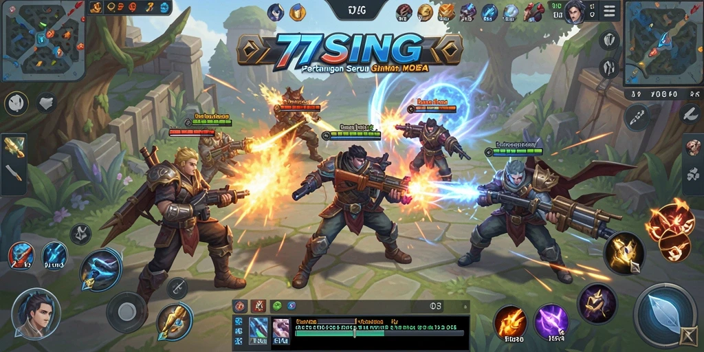 Screenshot gameplay 77SINGA yang menunjukkan pertempuran seru.