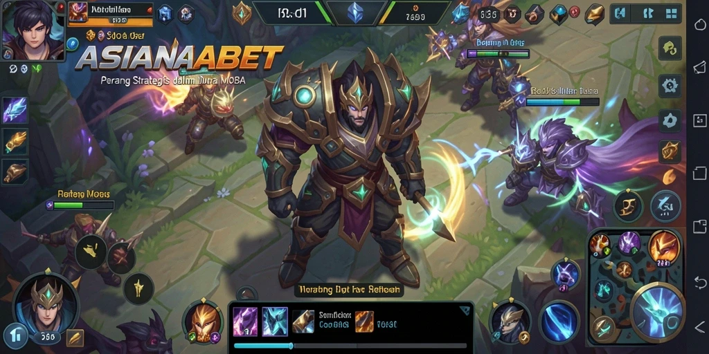 Tangkapan layar gameplay ASIANABET menunjukkan aksi seru dalam pertempuran MOBA.