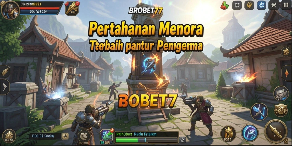 Screenshot gameplay BROBET77 menampilkan strategi menara yang menarik.