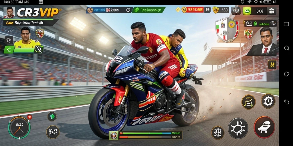 Tampilan gameplay mendebarkan dalam game balap motor CR7VIP.