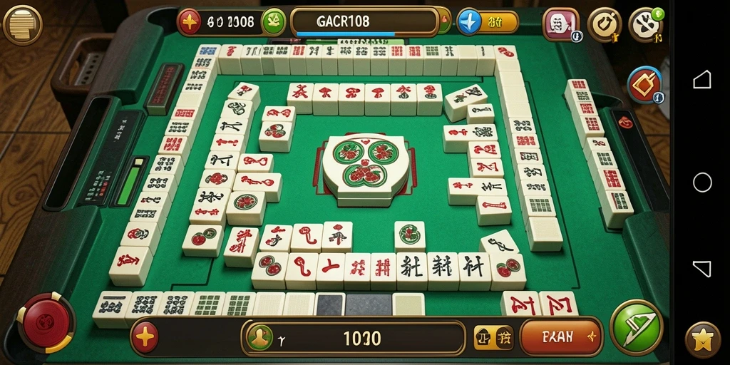 Screenshot GACOR108 menampilkan gameplay Mahjong yang menarik.