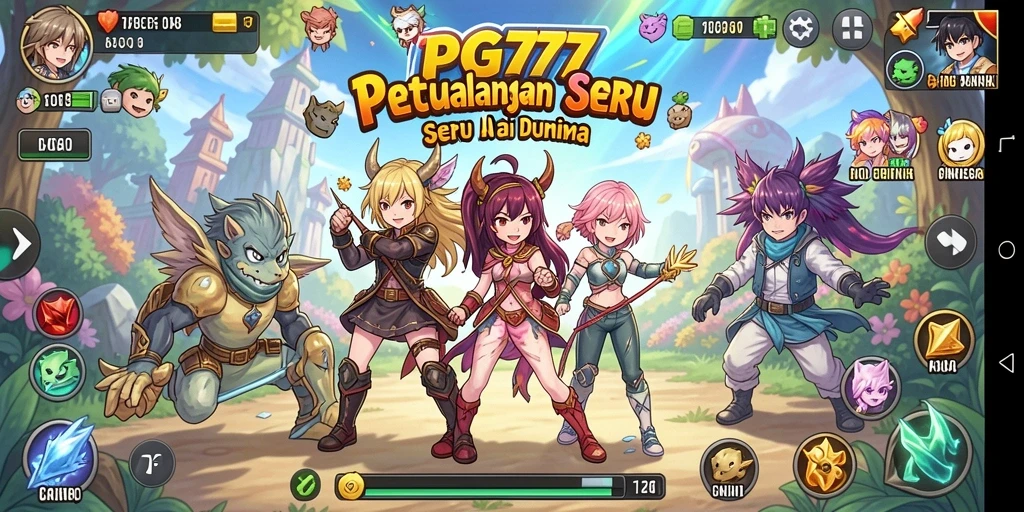 Tampilan gameplay PG777 yang memukau dan berwarna-warni di dunia Anime.