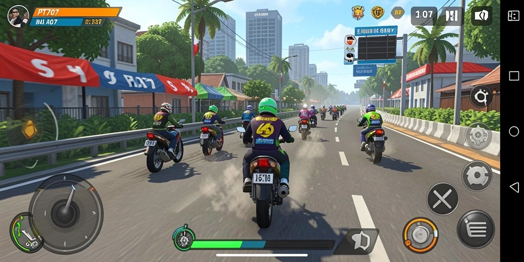Gameplay seru balapan motor dalam PT707.