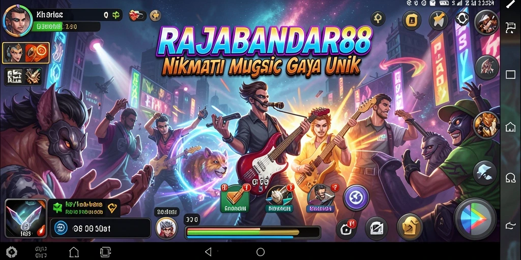 Tampilan gameplay RAJABANDAR88 yang menarik dengan fitur interaktif musik.