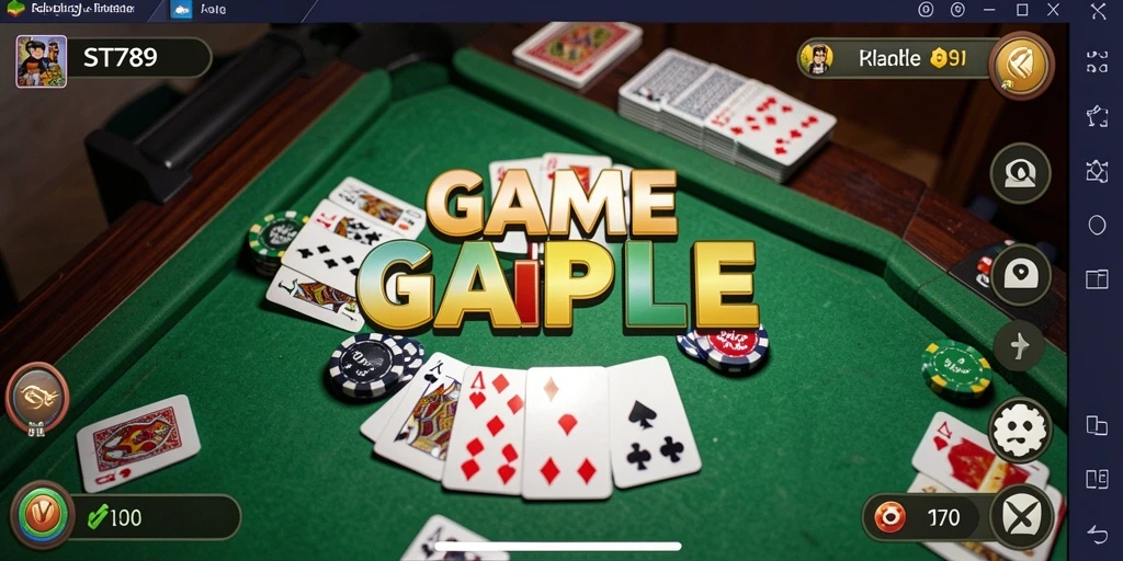 Screenshot gameplay ST789 menunjukkan keseruan bermain Gaple secara interaktif.