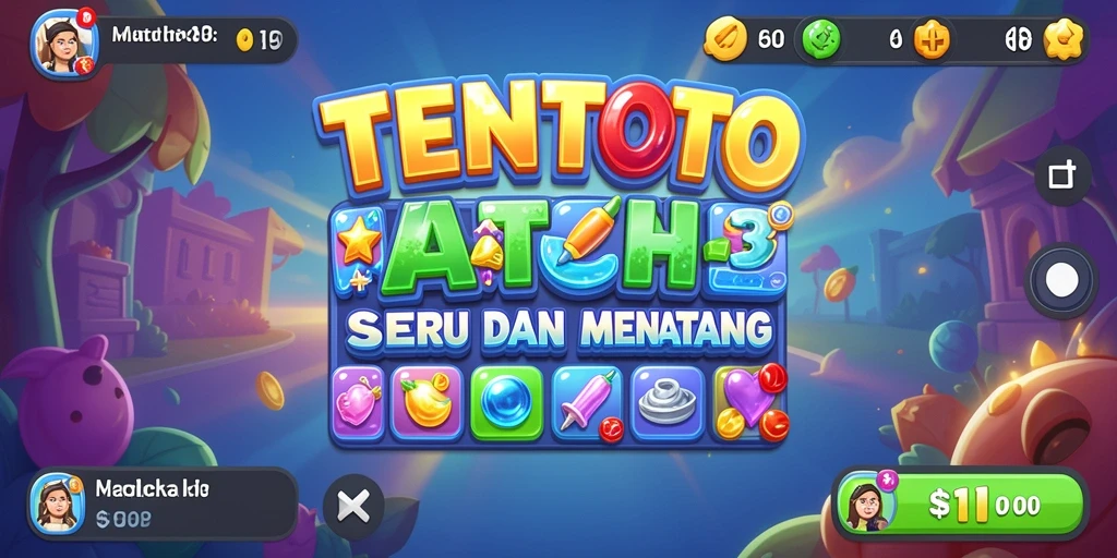 Tampilan gameplay menarik dalam TENTOTO dengan warna-warna cerah.